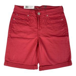 SEVEN7 / Sunset Bermuda Shorts / Midrise Roll Cuff / Holly Berry Coral / Size 4
